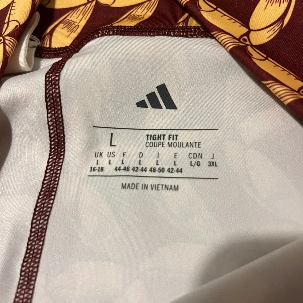 Adidas FARM RIO Leggings Women Red Yellow High Rise Moisture-Wicking Sz L
